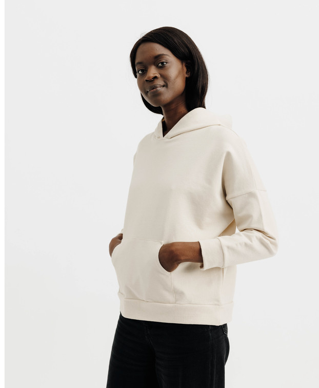 Sweat à capuche Celia écru foncé - La Gentle Factory - Vue de profil