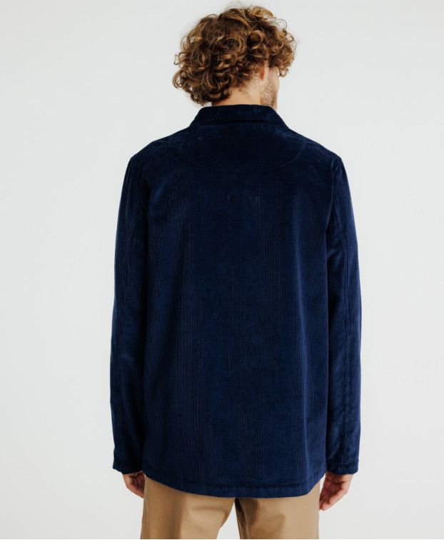 VESTE DE TRAVAIL VELOURS VALERIEN BLEU -La Gentle Factory- vue de dos