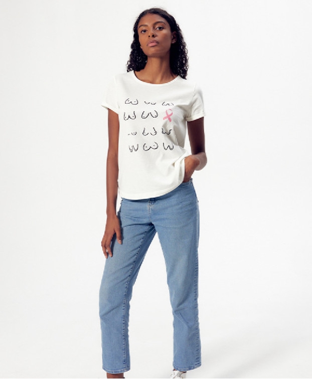 Tee-shirt Rosa OCTOBRE ROSE écru - La Gentle Factory - Vue plein pieds