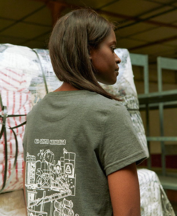 Tee-shirt Palmyre La Recyclerie gris chiné foncé - La Gentle Factory - Vue de dos zoomé