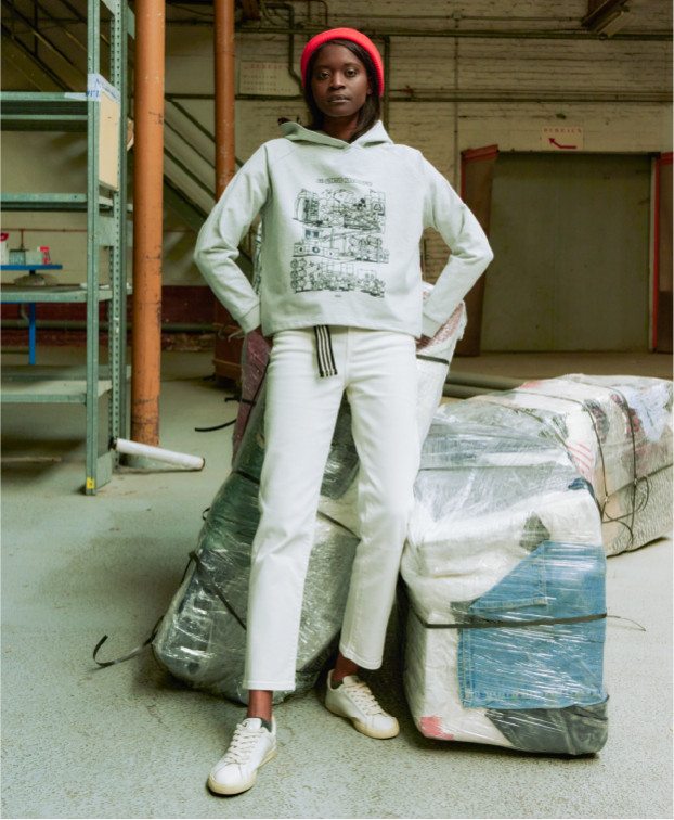 Sweat à Capuche Carmen La Recyclerie gris chiné clair - La Gentle Factory - Vue de face