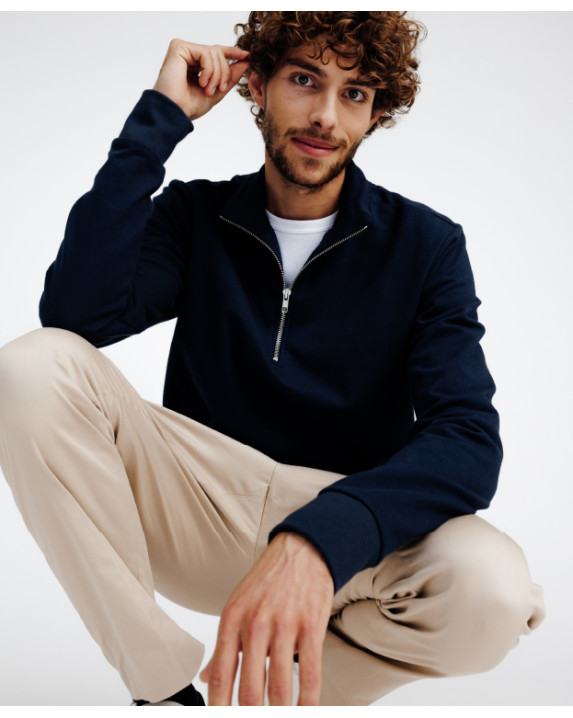 Sweat col camionneur Chad Bleu marine - La Gentle Factory -  Vue zoomé