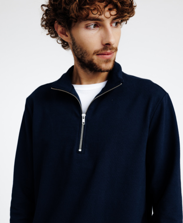 Sweat col camionneur Chad Bleu marine - La Gentle Factory -  Vue de face