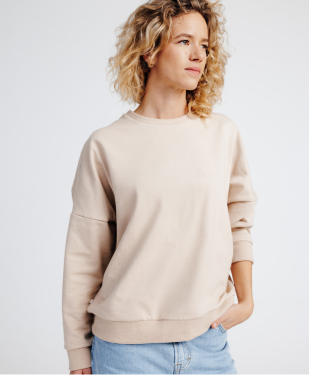 Sweat femme made in France Heidi sable - la Gentle Factory - Vue frontale