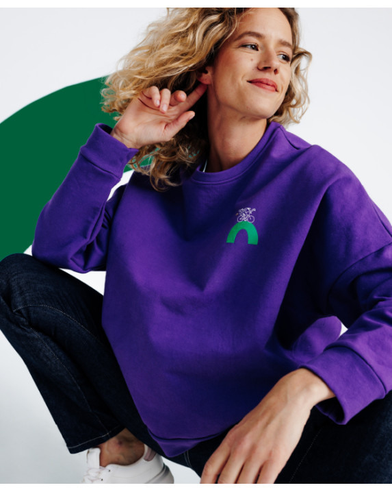 Sweat femme made in France violet Lena - La Gentle Factory - Vue de face zoome
