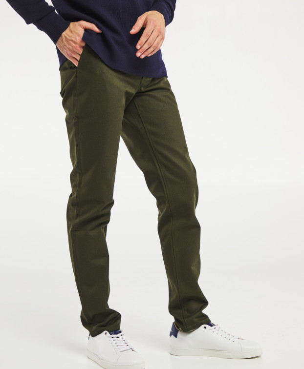 Chino Leon bleu vert foncé made in France - La Gentle Factory - Vue cote