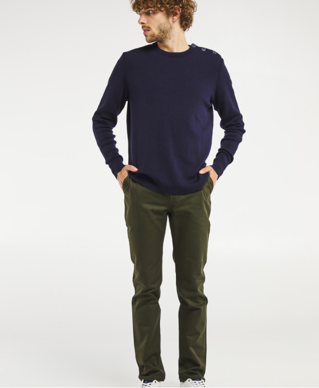 Chino Leon bleu vert foncé made in France - La Gentle Factory - Vue avant