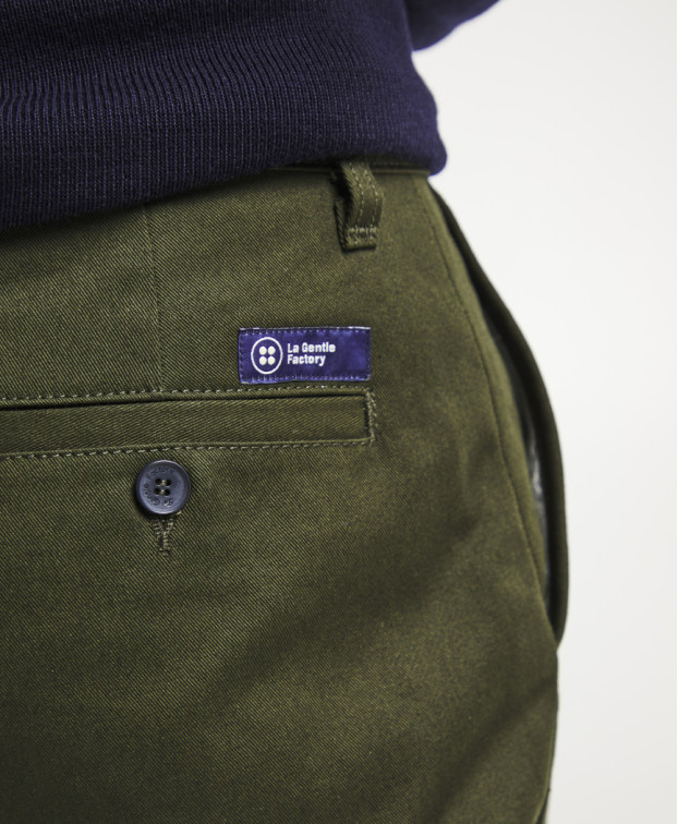 Chino Leon bleu vert foncé made in France - La Gentle Factory - zoom poche