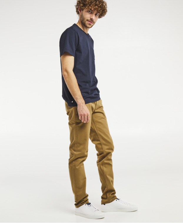 Chino Leon sable  marine made in France - La Gentle Factory - Vue de cote