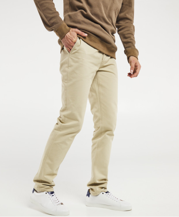 Chino Leon beige clair made in France - La Gentle Factory - vue de profil