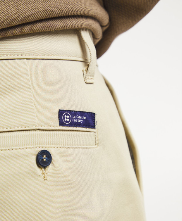 Chino Leon beige clair made in France - La Gentle Factory - zoom poche arrière