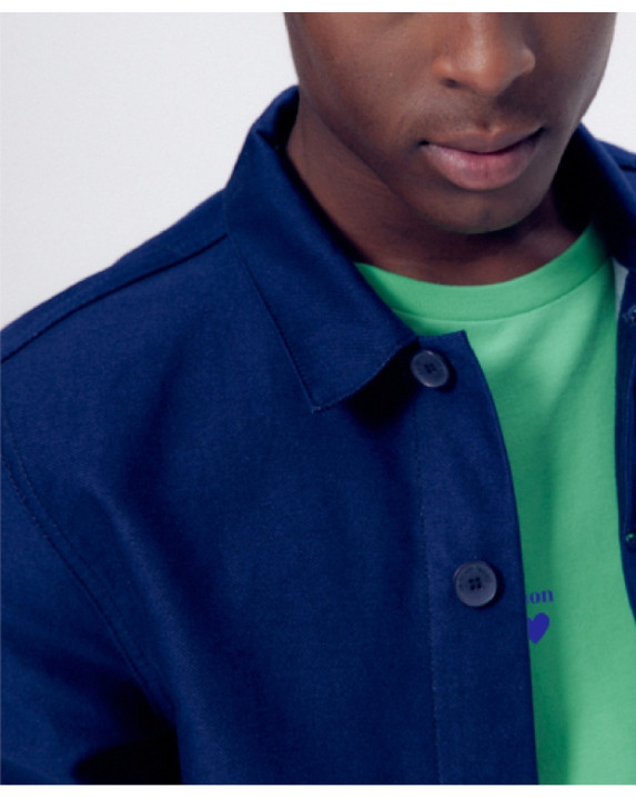 Tee-shirt Barthélémy brodé cœur homme made in France vert  - vue zoom