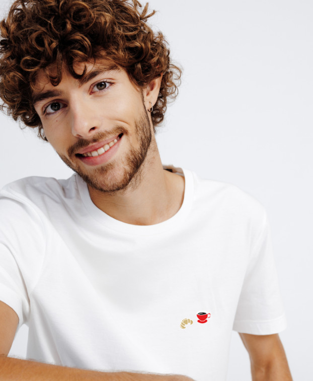 Tee-shirt Baptiste Brodé écru clair en Coton Bio- La Gentle Factory