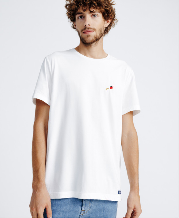 Tee-shirt Baptiste Brodé écru clair en Coton Bio- La Gentle Factory