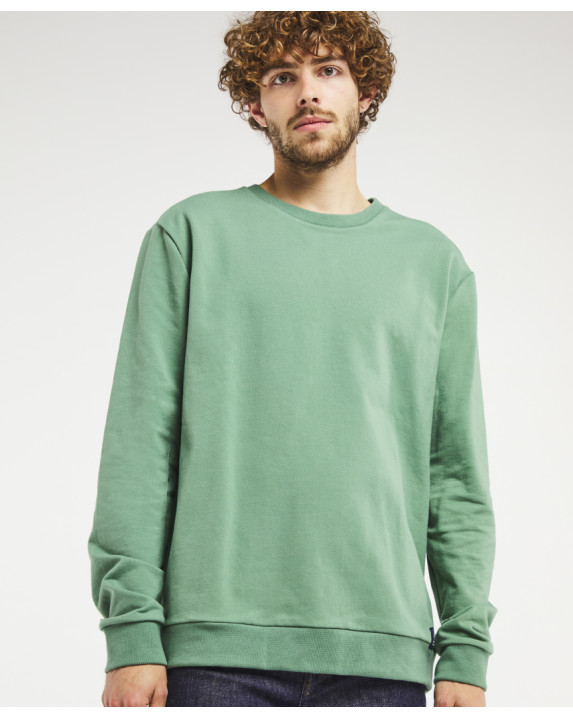 Sweat Helio loose vert olive en coton bio-vue de face