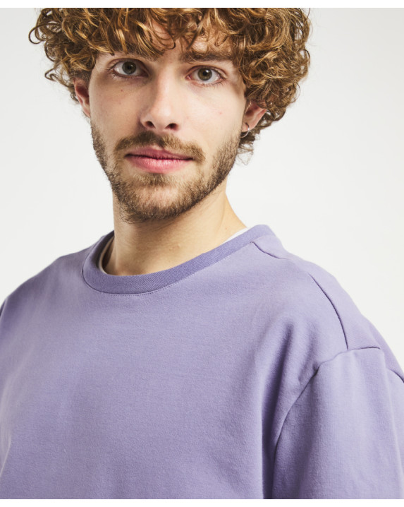 Sweat Hélio mauve en coton bio - vue focus