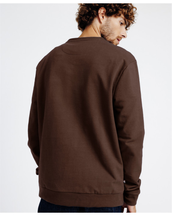 Sweat Hélio en molleton gratté marron en coton bio - vue dos