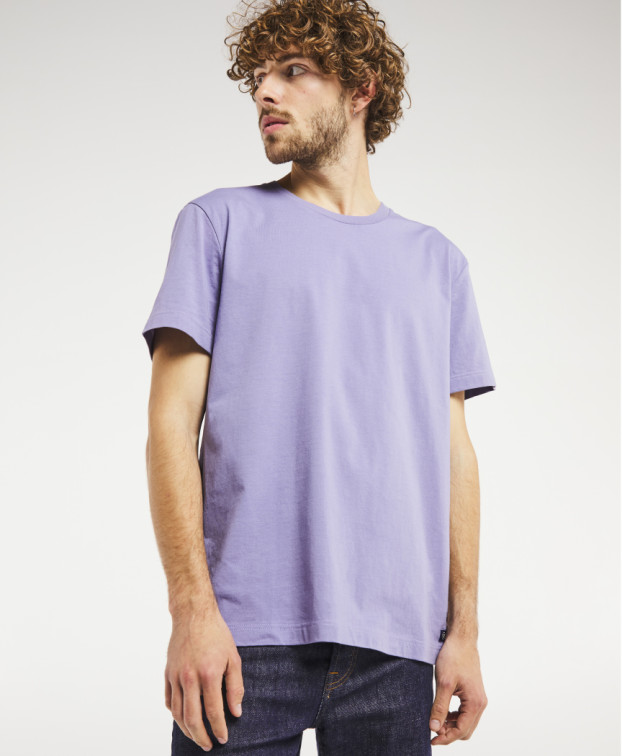 Tee-shirt Isao léger mauve en coton biologique - vue face