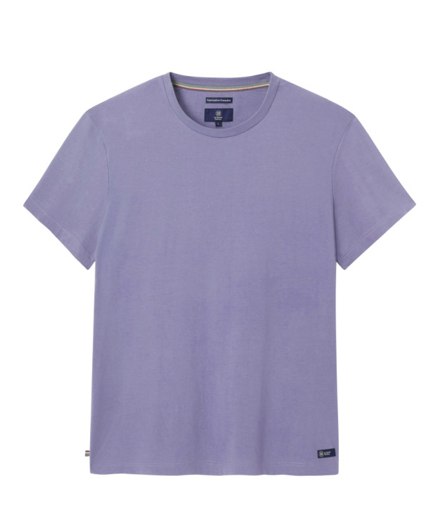 Tee-shirt Isao léger mauve en coton biologique - vue  à plat