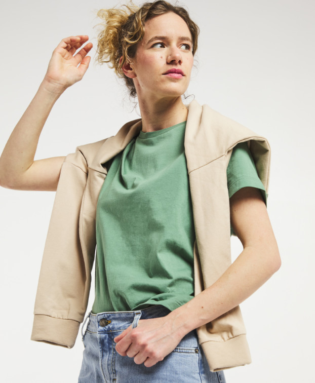 T-shirt Français femme Bio isaure Vert olive - La Gentle Factory