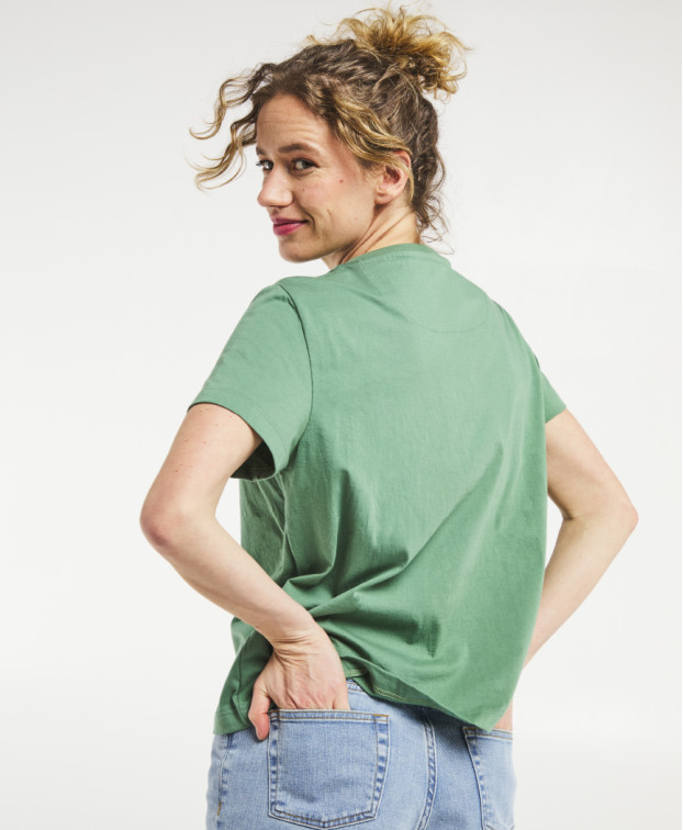 Tee-shirt Isaure vert olive en coton bio fabriqué en France