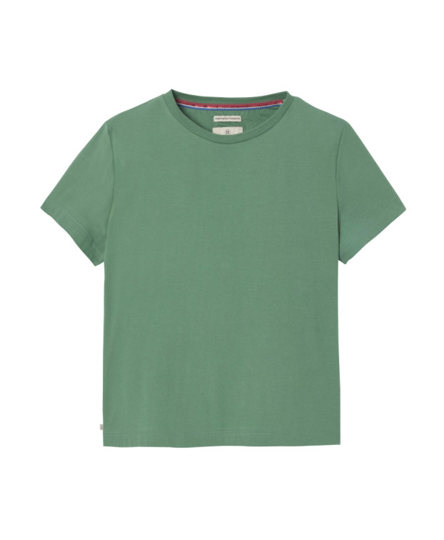 Tee-shirt Isaure vert olive en coton bio fabriqué en France - vue à plat