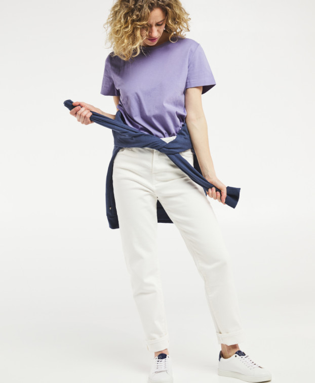 Tee-shirt Isaure mauve en coton biologique made in France - vue silhouette