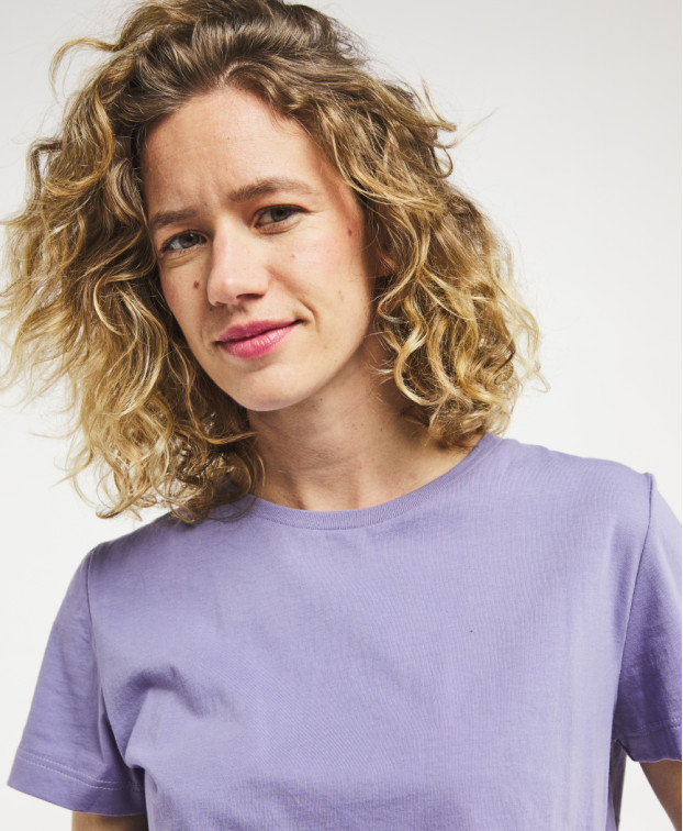Tee-shirt Isaure mauve en coton biologique made in France - vue face