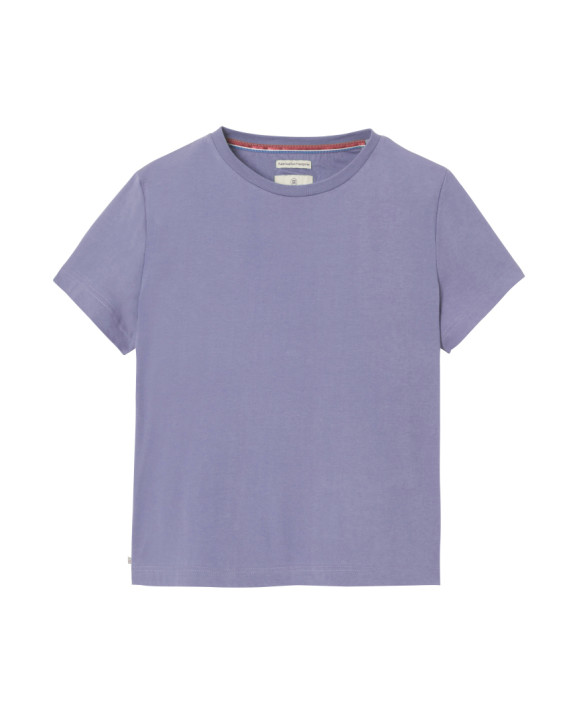 Tee-shirt Isaure mauve en coton biologique made in France - vue à plat