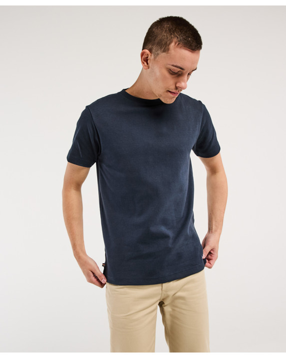 Tee-shirt Isao Lourd en maille milano bleu marine made in France