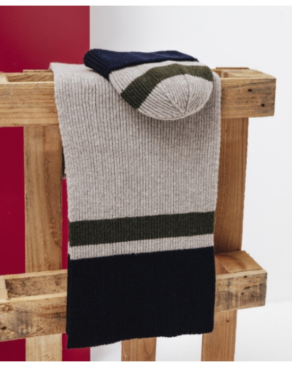 Echarpe en laine grise recyclée-vue duo