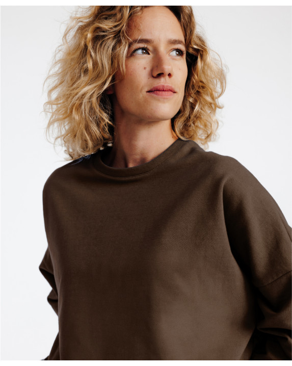 Hélia sweat loose marron en coton bio - vue devant