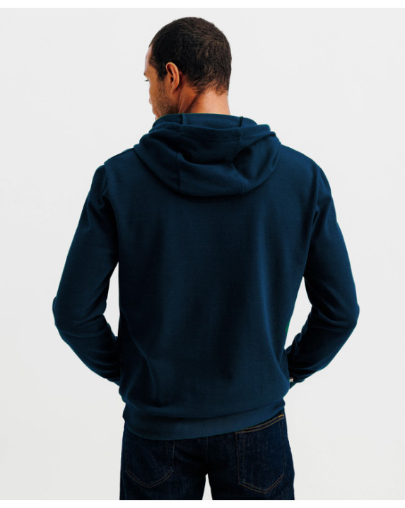 Sweat piqué Calix à capuche bleu marine recyclé - vue dos