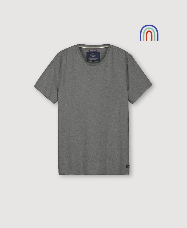 Juste, le tee-shirt homme coupe ajustée en coton recyclé - Gris Chiné Foncé - packshot