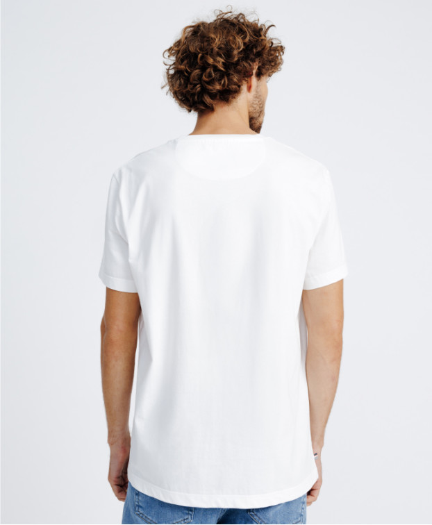 Tee-Shirt Barthélémien brodé cœur écru clair en coton bio - vue dos