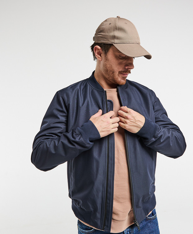 Blouson Bomber Made In Europe Déperlant Neil Bleu marine Polyester Recyclé - La Gentle Factory