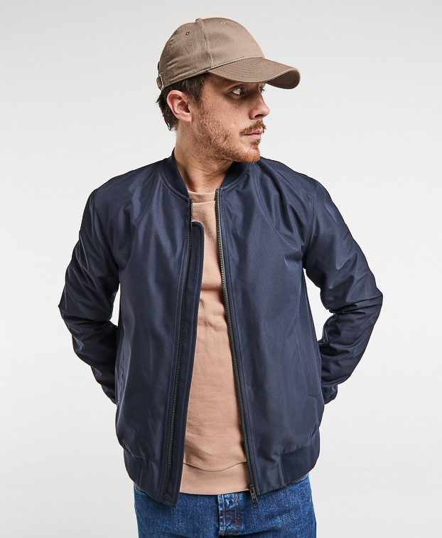 Blouson Bomber Made In Europe Déperlant Neil Bleu marine Polyester Recyclé - La Gentle Factory