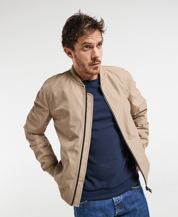 Blouson Bomber Made In Europe Déperlant Neil Beige Polyester Recyclé - La Gentle Factory