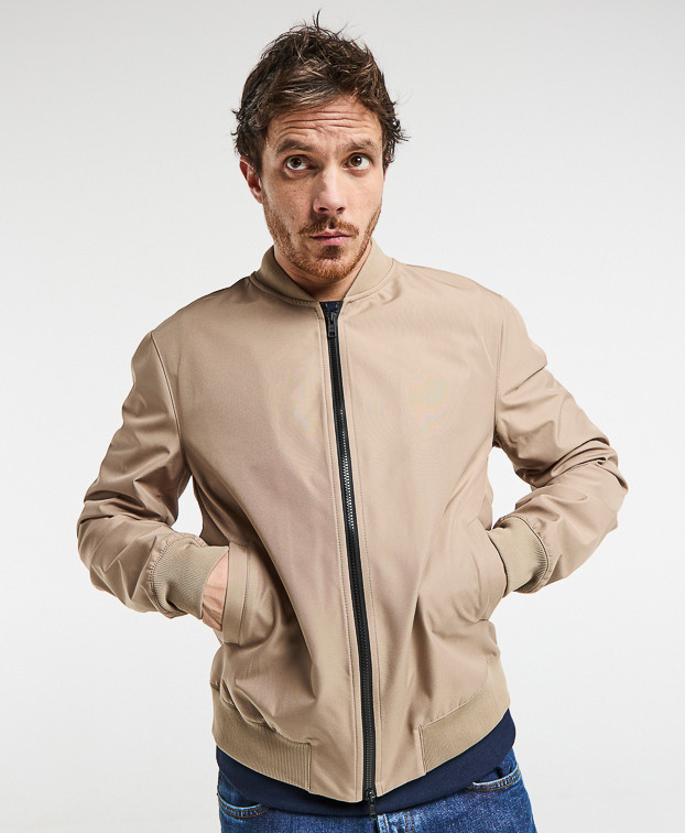 Blouson Bomber Made In Europe Déperlant Neil Beige Polyester Recyclé - La Gentle Factory