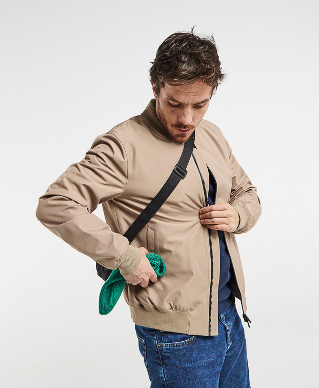 Blouson Bomber Made In Europe Déperlant Neil Beige Polyester Recyclé - La Gentle Factory