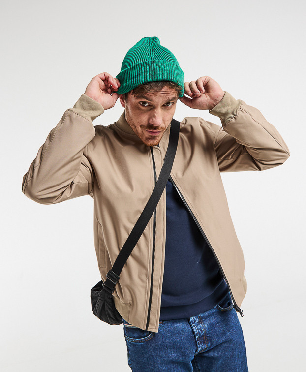 Blouson Bomber Made In Europe Déperlant Neil Beige Polyester Recyclé - La Gentle Factory