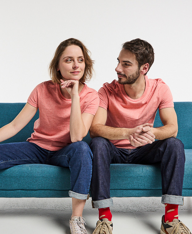Juste, le tee-shirt homme en coton - Orange - duo