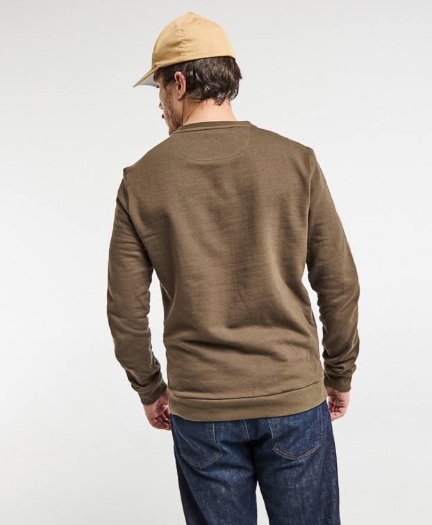 Justin, le sweat homme - Kaki made in France - vue dos