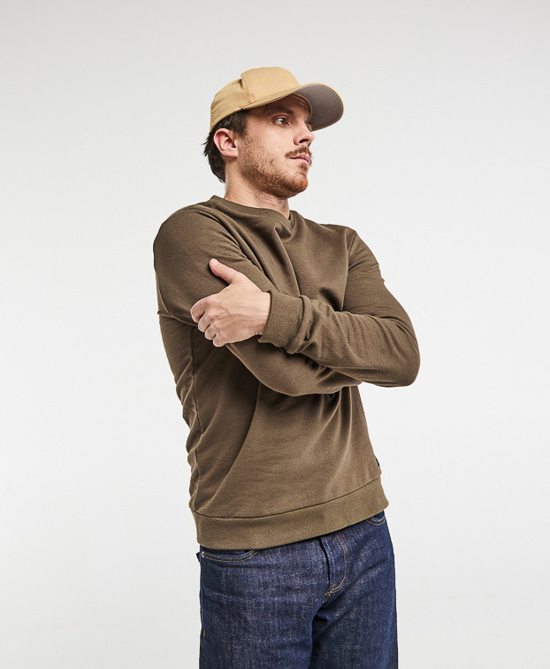Justin, le sweat homme - Kaki made in France - vue côté
