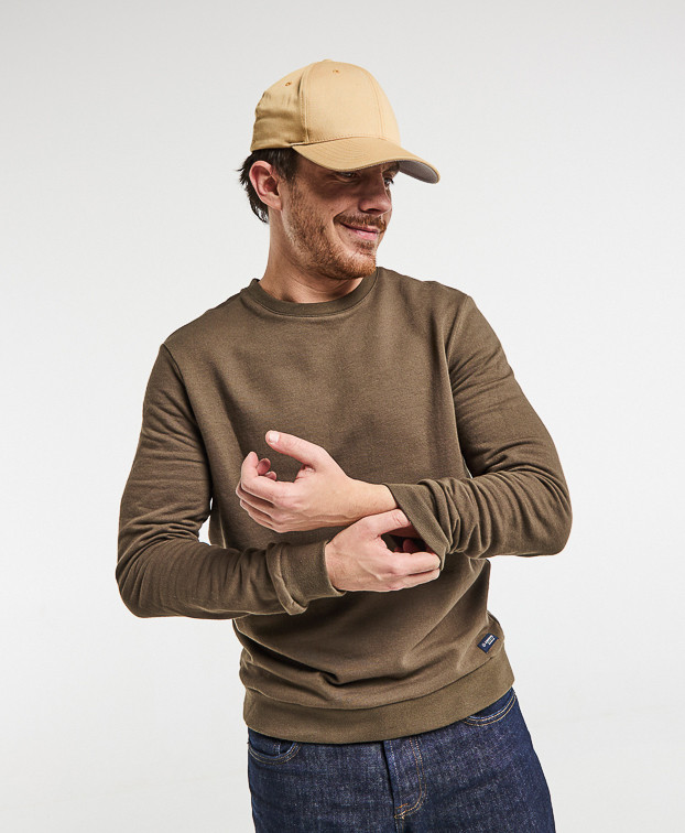 Justin, le sweat homme - Kaki made in France - vue face