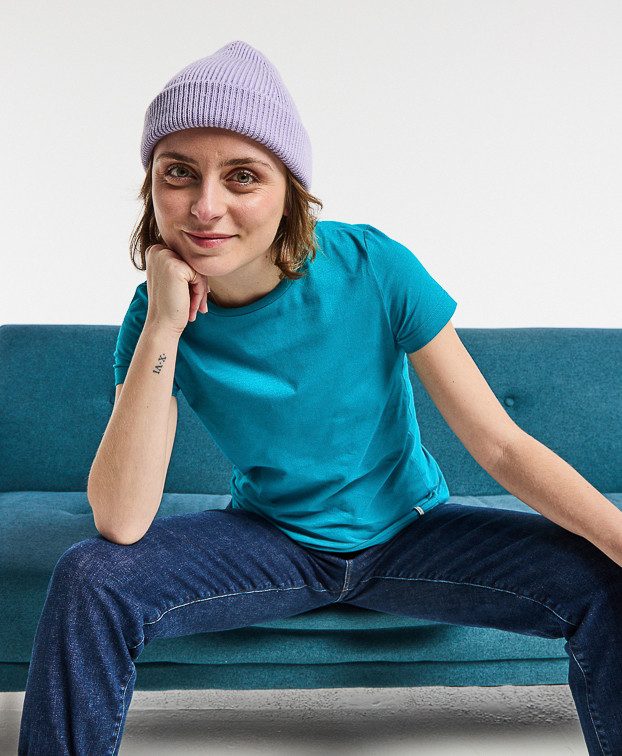 Tee-shirt uni Femme Made In France petit prix Bleu - La Gentle Factory