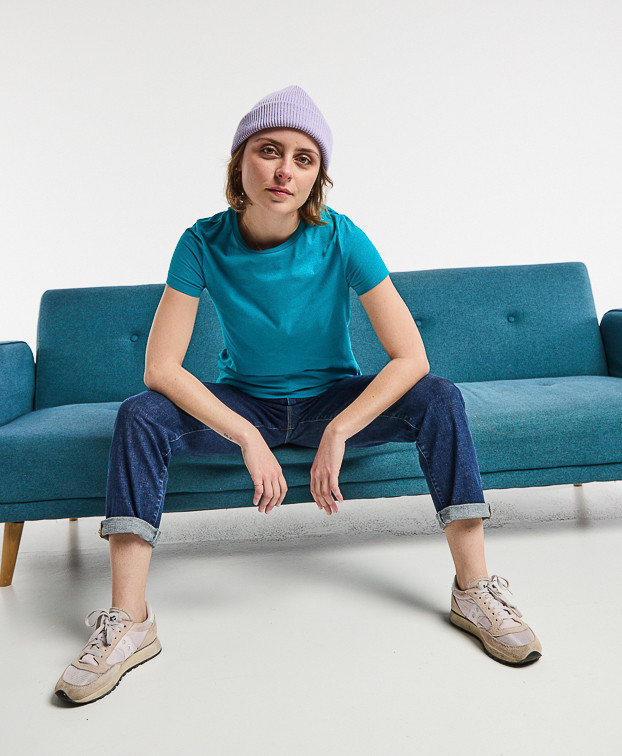 Tee-shirt uni Femme Made In France petit prix Bleu - La Gentle Factory