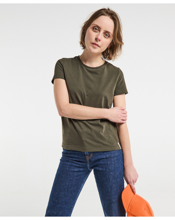 Julienne, le tee-shirt femme - Kaki Chiné - recyclé - vue face