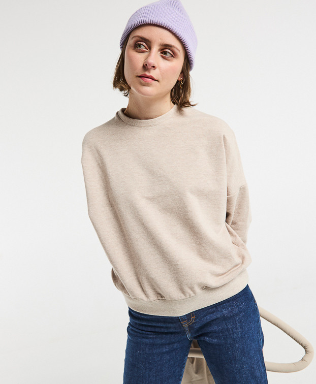 Sweat Hélène beige en coton recyclé - vue face