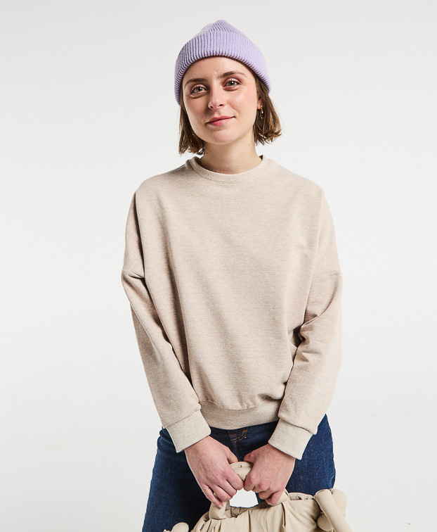 Sweat Hélène beige en coton recyclé - vue devant